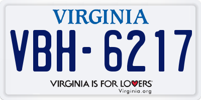 VA license plate VBH6217