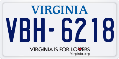 VA license plate VBH6218