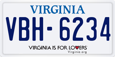 VA license plate VBH6234