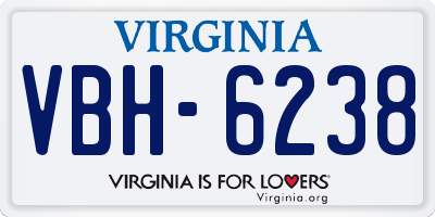 VA license plate VBH6238