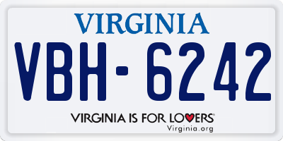 VA license plate VBH6242