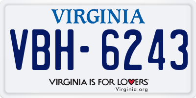 VA license plate VBH6243