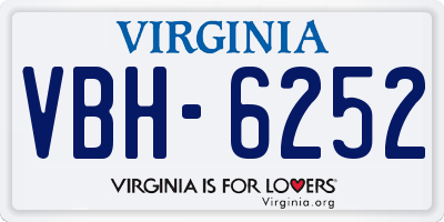 VA license plate VBH6252