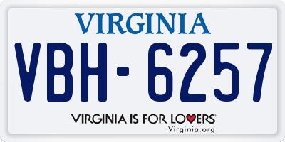 VA license plate VBH6257