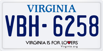 VA license plate VBH6258