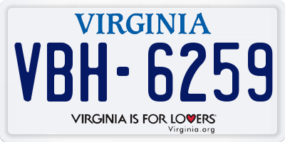 VA license plate VBH6259