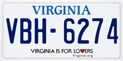 VA license plate VBH6274