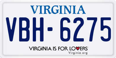 VA license plate VBH6275