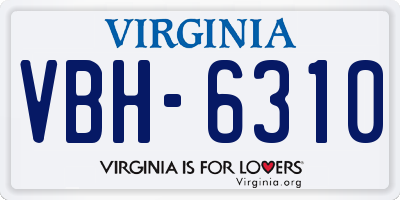 VA license plate VBH6310
