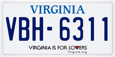 VA license plate VBH6311