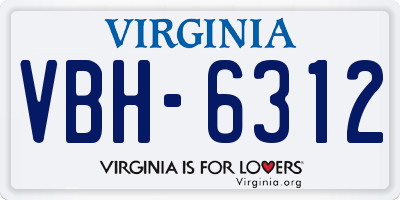 VA license plate VBH6312
