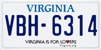 VA license plate VBH6314