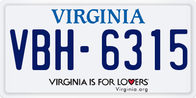 VA license plate VBH6315