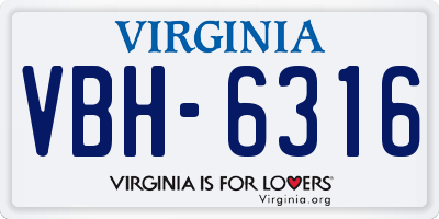 VA license plate VBH6316