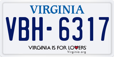 VA license plate VBH6317