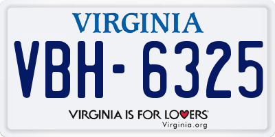 VA license plate VBH6325