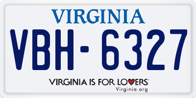 VA license plate VBH6327