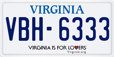 VA license plate VBH6333