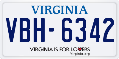 VA license plate VBH6342