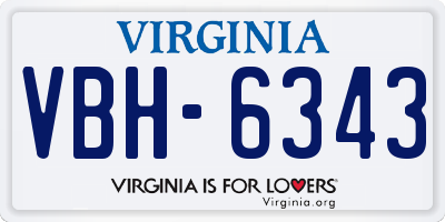 VA license plate VBH6343