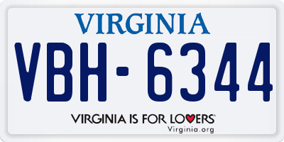 VA license plate VBH6344