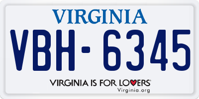 VA license plate VBH6345