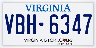 VA license plate VBH6347