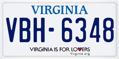 VA license plate VBH6348