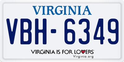 VA license plate VBH6349