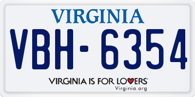 VA license plate VBH6354
