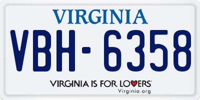 VA license plate VBH6358
