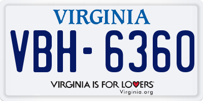 VA license plate VBH6360