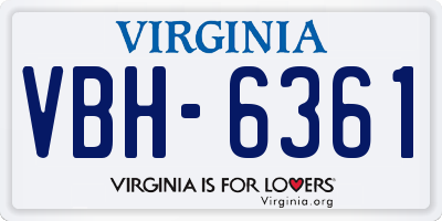 VA license plate VBH6361