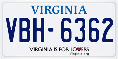 VA license plate VBH6362