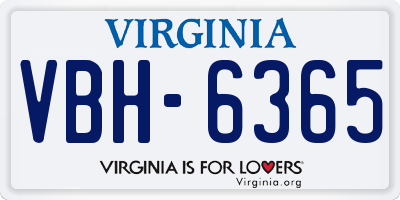 VA license plate VBH6365