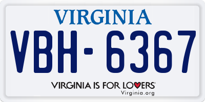 VA license plate VBH6367