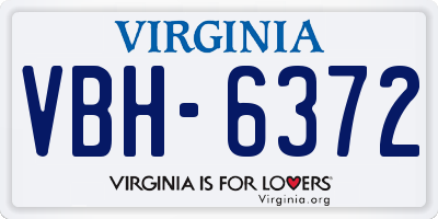VA license plate VBH6372
