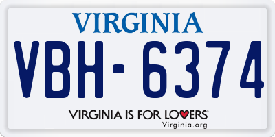 VA license plate VBH6374