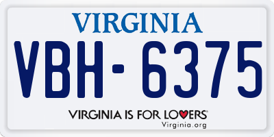 VA license plate VBH6375