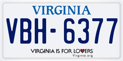 VA license plate VBH6377