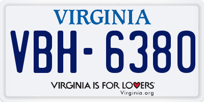 VA license plate VBH6380
