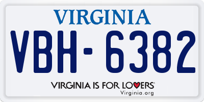 VA license plate VBH6382