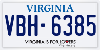 VA license plate VBH6385