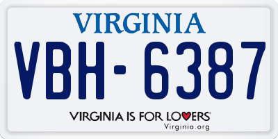 VA license plate VBH6387