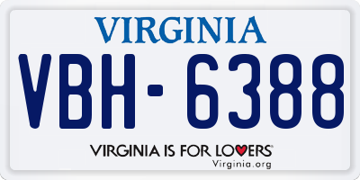 VA license plate VBH6388