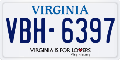 VA license plate VBH6397