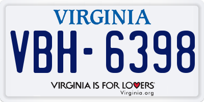 VA license plate VBH6398