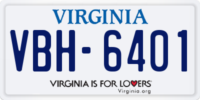 VA license plate VBH6401