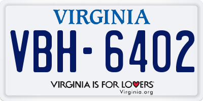 VA license plate VBH6402