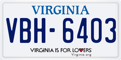VA license plate VBH6403